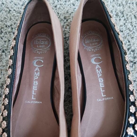 Jeffrey Campbell Ibiza Gold Studded Flats Size 8.5 Handmade Slip On Flower - Picture 4 of 11